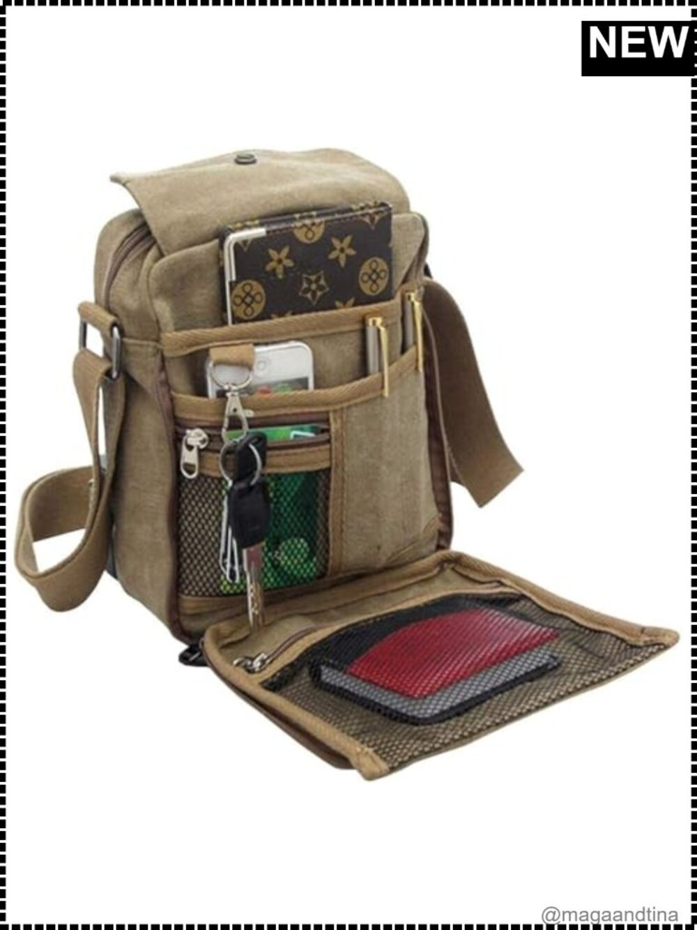 Cotton Canvas Messenger Bag Set Crossbody Travel Shoulder Bag